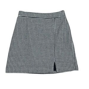 Hollister Houndstooth Black & White Wool Blend Pencil Mini Skirt Size XS